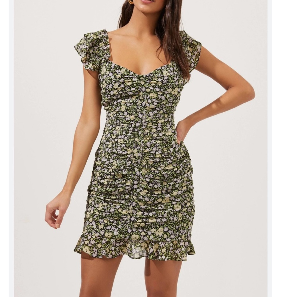 Astr Green Floral Mini Dress